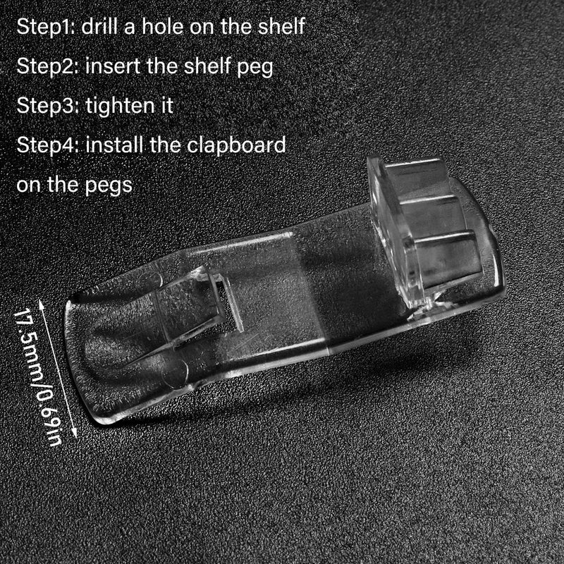 LUORNG Shelf Support Peg 20PCS Clear Plastic Locking Shelf Support Pin Clips, Cabinet Shelf Pins for 1/4inch Diameter Hole and 25/32inch Shelf,Self-Locking Bracket Clips - Image 3